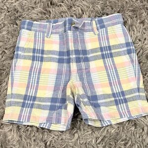 Janie and Jack Plaid Kids Shorts in Blue, Yellow, and Pink Plaid size 3